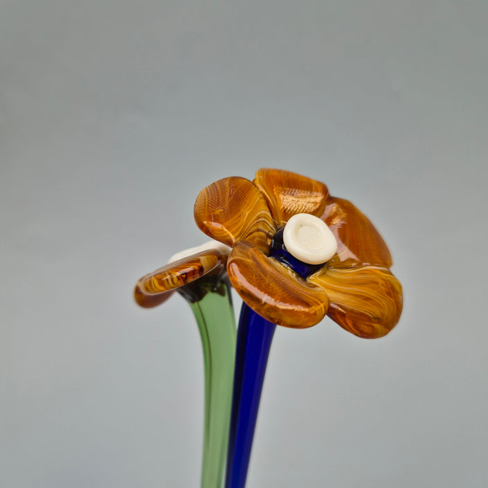 Daisy Glass Flower Stem - Golden Ember
