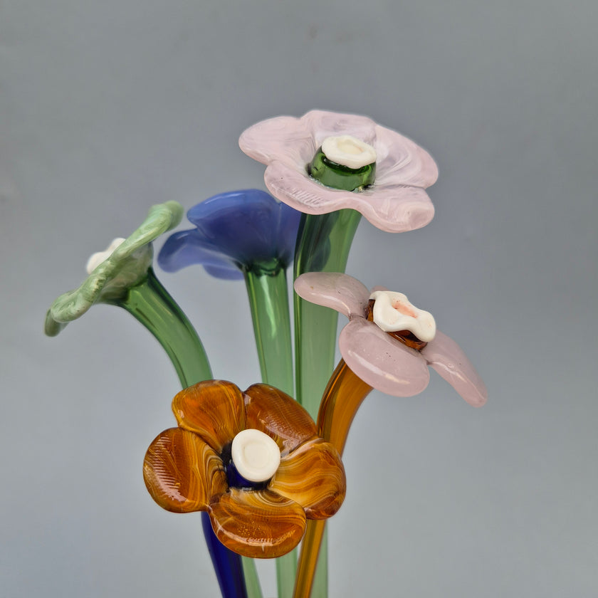 Daisy Glass Flower Stem -  Blue Reverie