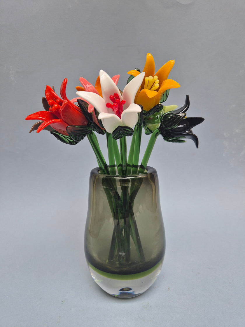 Tinsel Lily Glass Flower Stem - Yellow