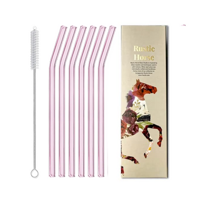 Glass Straws (Set of 6) _ Pink Saphire