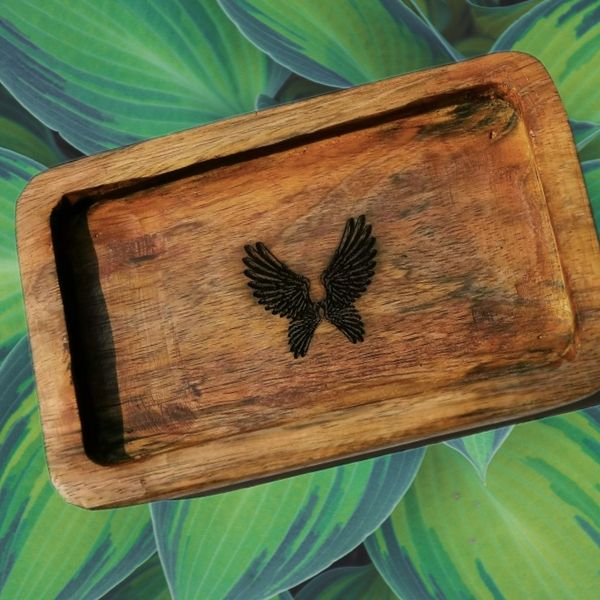 Indonesian  Art Inspired Wood Small Serving Utility Wood Trays
