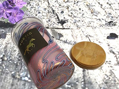 Sunset Gold + Lavender by Sea-  Art Glass Candle Decor , Murano Italy Inspired Art Glass Pillars, Soy scented Aromatic Wax candles by Rustic Horse - Factoh