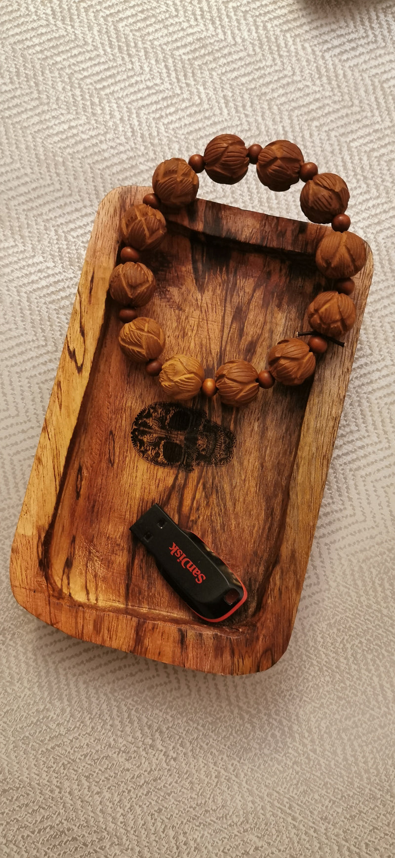 Indonesian  Art Inspired Wood Small Serving Utility Wood Trays
