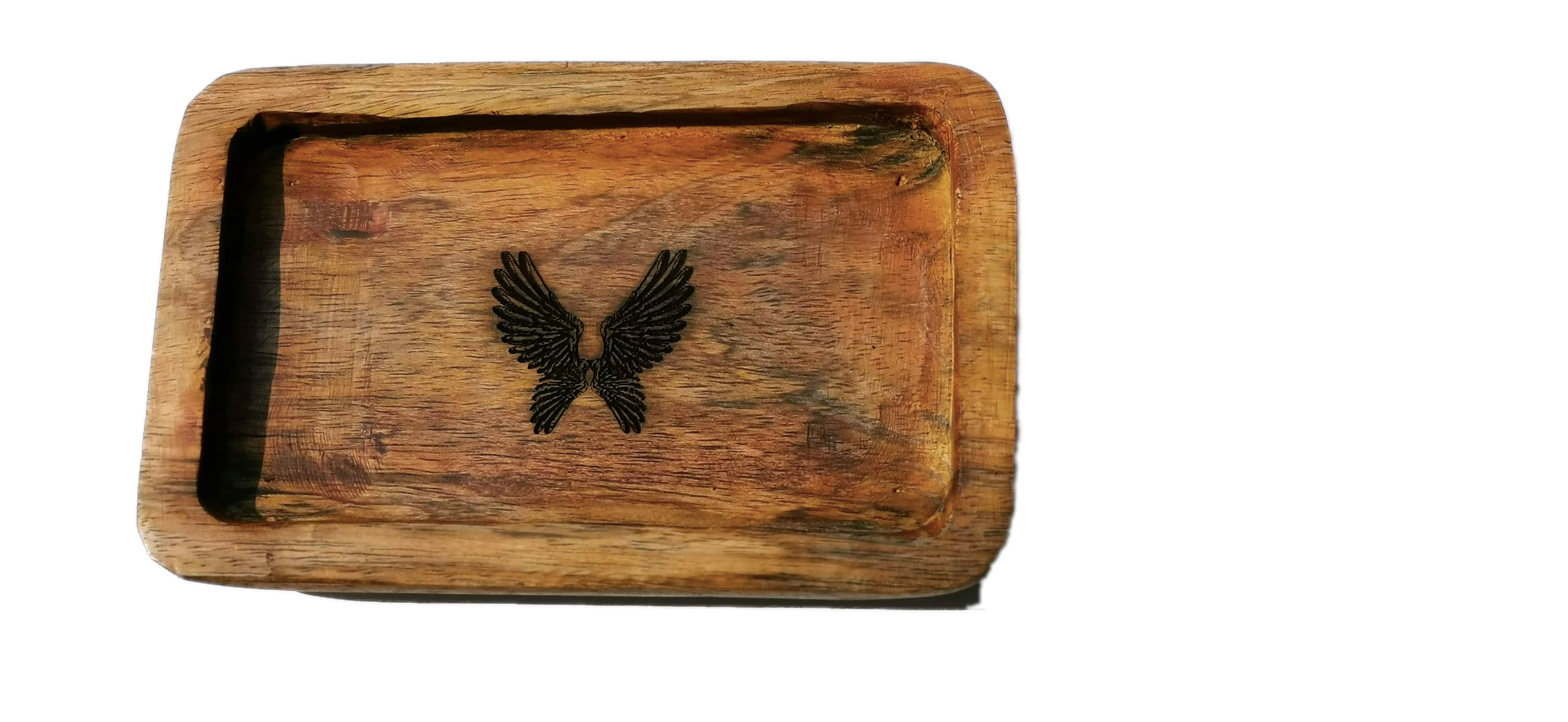 Indonesian  Art Inspired Wood Small Serving Utility Wood Trays