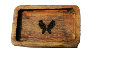 Indonesian  Art Inspired Wood Small Serving Utility Wood Trays