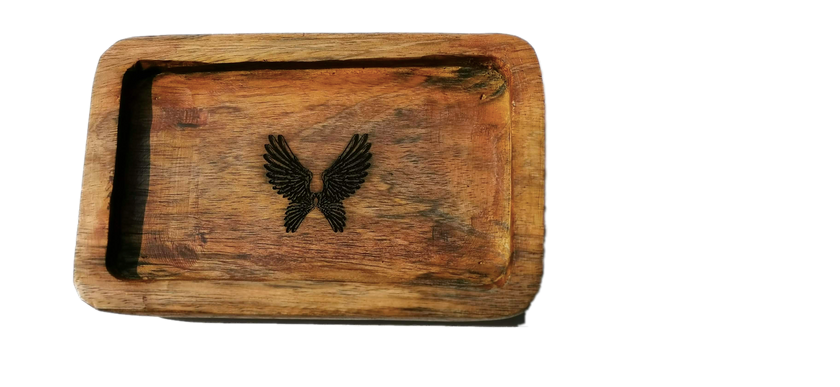 Indonesian  Art Inspired Wood Small Serving Utility Wood Trays