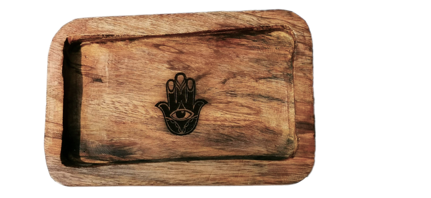 Indonesian  Art Inspired Wood Small Serving Utility Wood Trays