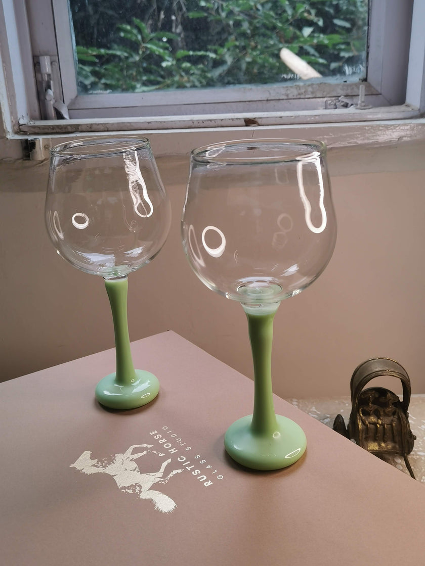 Paris  Green Wine Glass