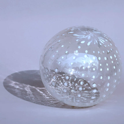 Art Glass Hand Blown Sphere- Dew Drops, Clear