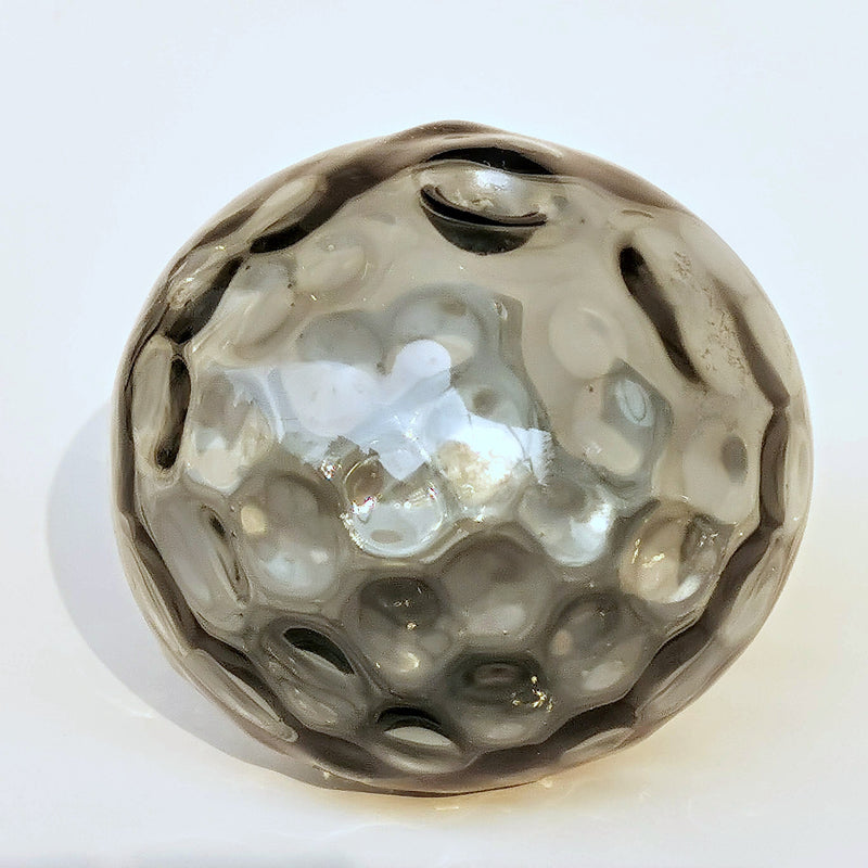 Art Glass Hand Blown Sphere Grey Hue HoneyComb
