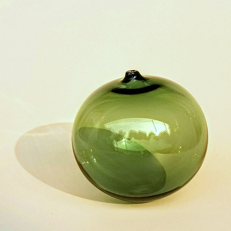 Art Glass Hand Blown Sphere - Alluring Green orb