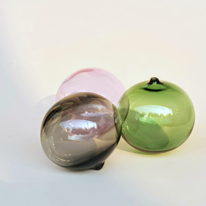 Art Glass Hand Blown Sphere - Alluring Grey