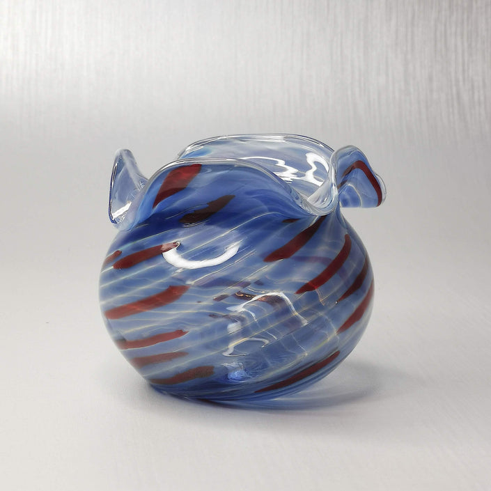 Art Glass Ocean Blue Pattern Vase