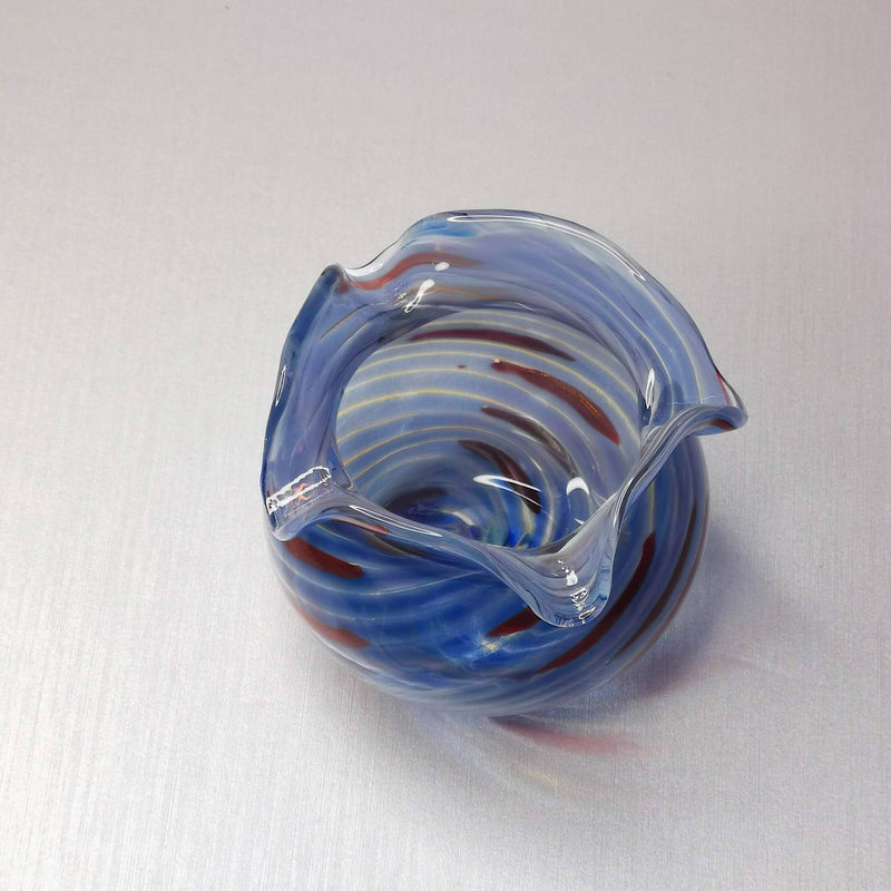 Art Glass Ocean Blue Pattern Vase