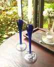 Elegant  vintage  glass candle holder - Brilliant Blue