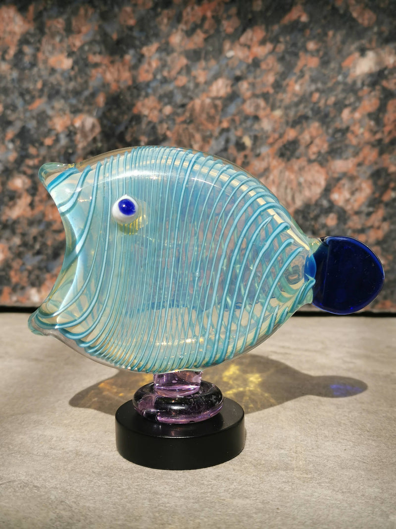 Fish Table Decor Glass- Aqua