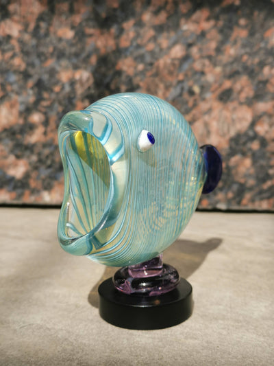 Fish Table Decor Glass- Aqua
