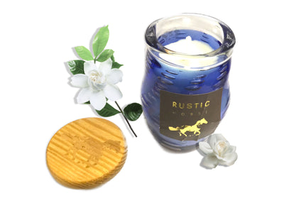 Rustic Horse SeaGlass and Mogra Candle Decor , Murano Italy Inspired Art Glass Pillars, Soy scented Aromatic Wax candles - Factoh